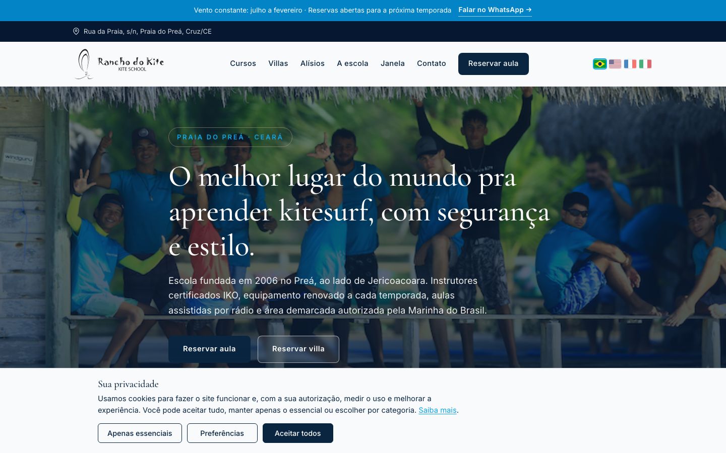 Rancho do Kite, Preá — school and lodging